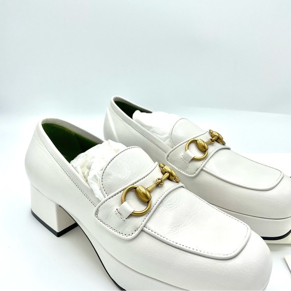 GUCCI Houdan Horsebit Leather Platform Loafers Great White Size 36 - Picture 9 of 12